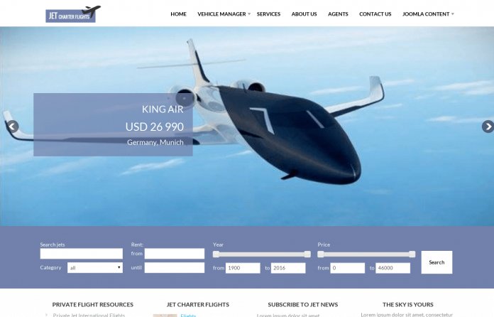 Jet Charter Flights Joomla template