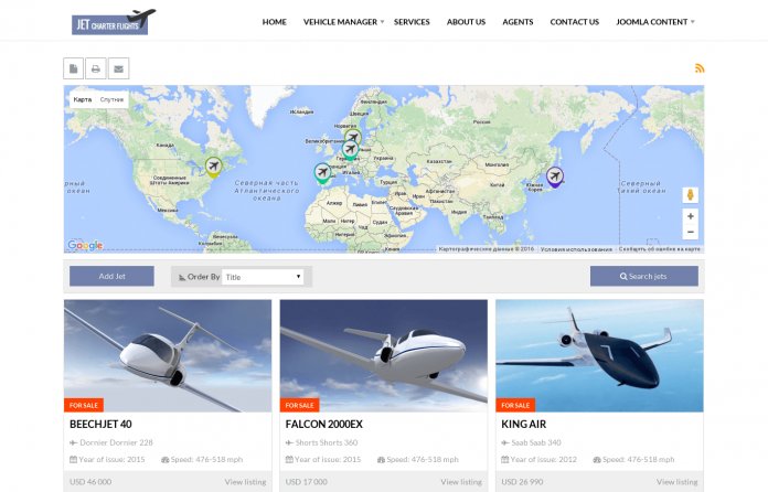 Jet Charter Flights Joomla template