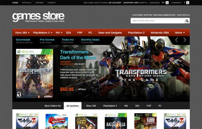 game shop website