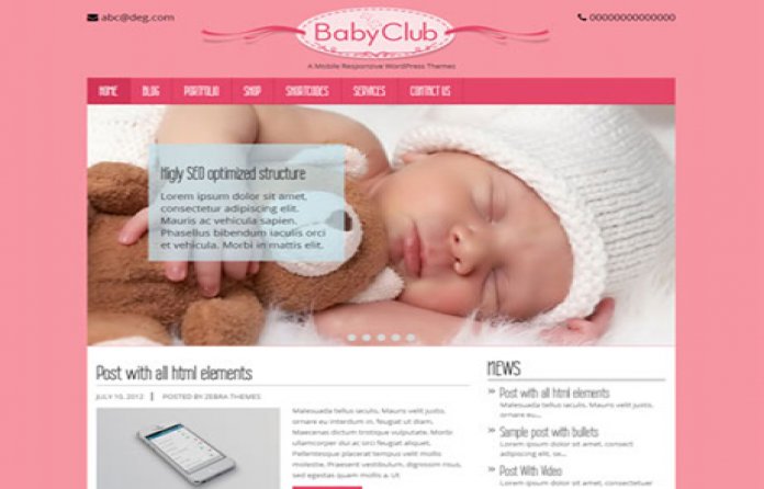 BabyClub Free WordPress Theme By ZebraThemes