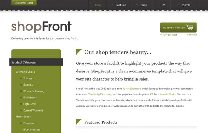 Shopfront - Tienda Joomla Shop Template 