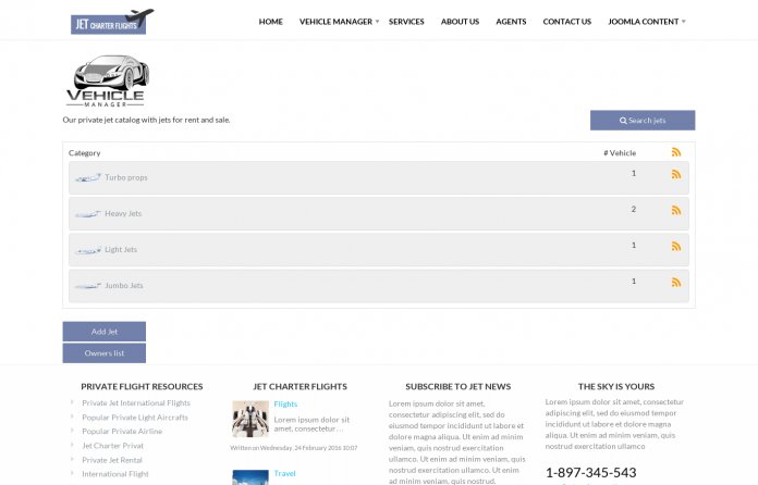 Jet Charter Flights Joomla template