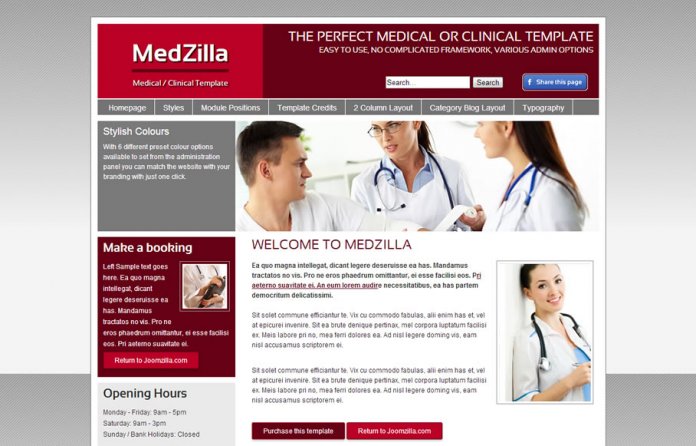 Medzilla - Medical / Clinical / Dental Joomla Template